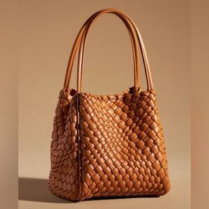 Anthropologie The Hollace Tote: Woven Mini Edition in Cognac